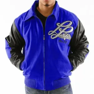 Pelle Pelle Mens Royal Blue and Black Varsity Jacket