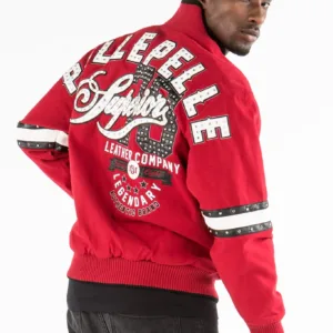 Pelle Pelle Mens Superior Red Varsity Jacket