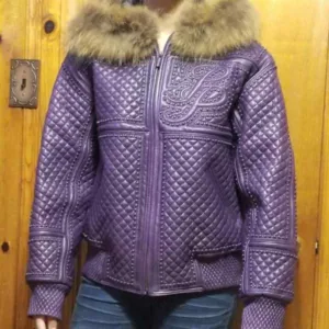 Pelle Pelle Purple Leather Hooded Jacket