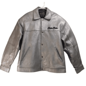 Pelle Pelle Rare Vintage Gray Leather Embroidered Jacket