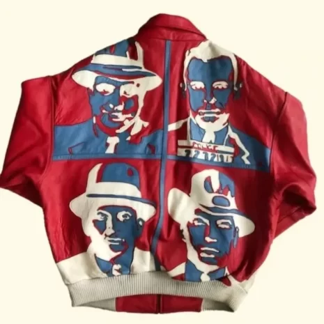 Pelle Pelle Red White Men Printed Leather Jacket