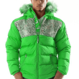 Pelle Pelle Snakeskin Bubble Green Coat