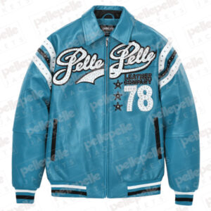 Pelle Pelle Turquoise Encrusted Varsity Jacket