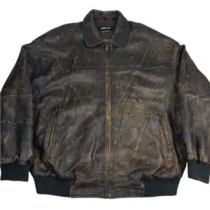 Pelle Pelle Vintage Marc Buchanan Brown Embossed Leather Jacket