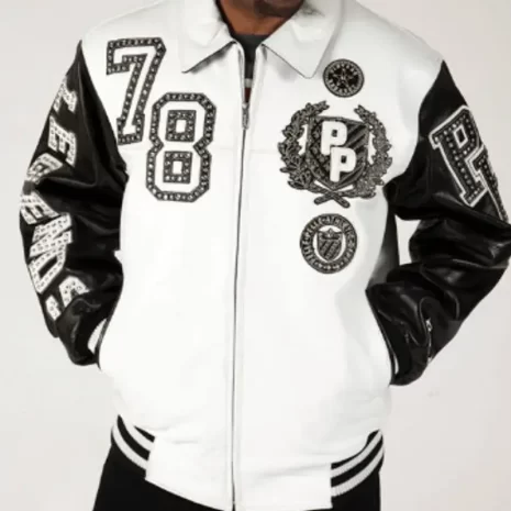 Pelle Pelle White Black Legend Varsity Jacket