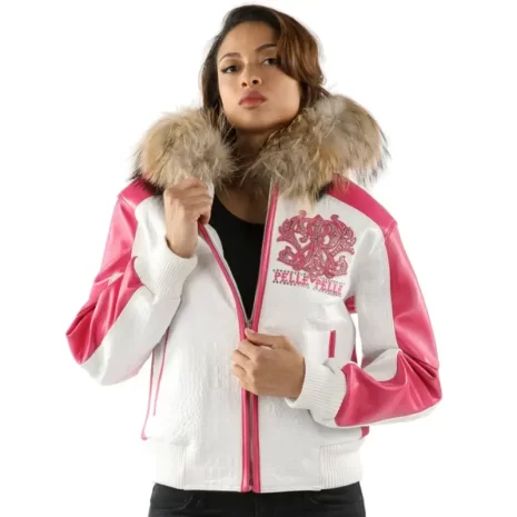 Pelle Pelle White Pink Women Leather Jacket