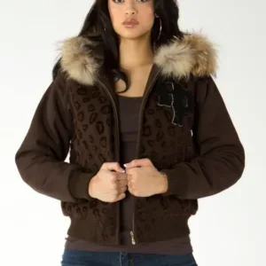 Pelle Pelle Womens Anniversary Dark Brown Fur Hooded Jacket