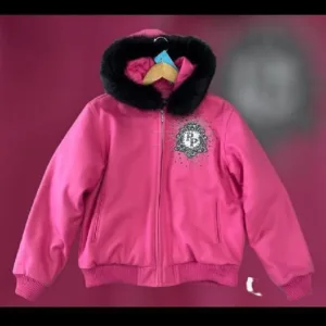 Pelle Pelle Womens Authentic Pink Wool Hooded Jacket