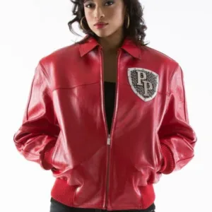 Pelle Pelle Red Encrusted Womens Varsity Jacket