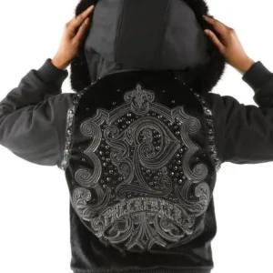 Pelle Pelle Womens Fur Hooded Black Zippered Jacket