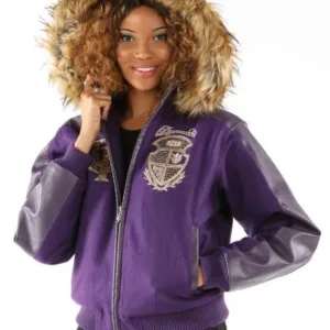 Pelle Pelle Womens Dynasty Purple Hooded Jacket