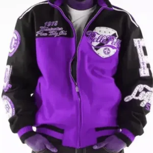 Pelle Pelle World Purple and Black Varsity Jacket