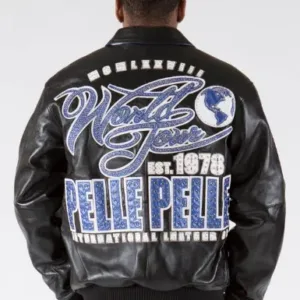 Pelle Pelle World Tour Plush Metallic Black Mens Jacket