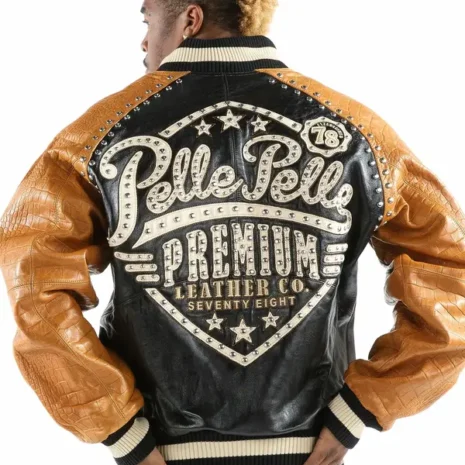 Premium Brown Pelle Pelle Leather Varsity Jacket