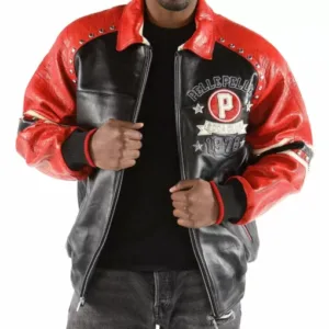 Red Black Studded Pelle Pelle Soda Club Leather Jacket