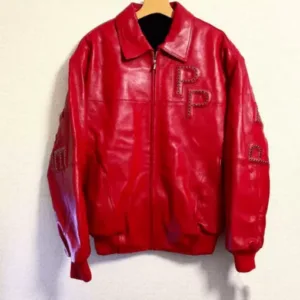 Red Pelle Pelle Studded Leather Jacket
