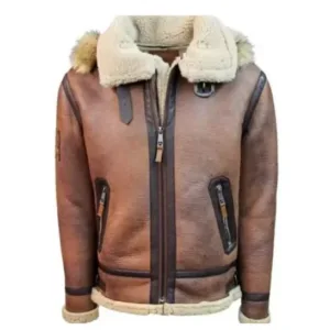 Top Gun Premium Wool Blend Shearling Leather Jacket