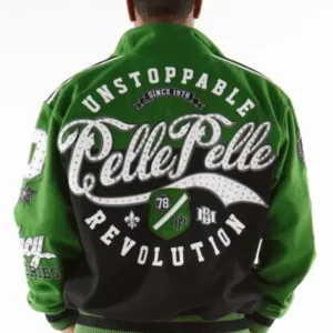 Unstoppable Pelle Pelle Revolution Green Varsity Jacket
