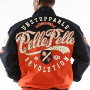 Unstoppable Pelle Pelle Revolution Orange Varsity Jacket