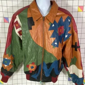 Vintage Pelle Pelle Marc Buchanan Funky Geometric Soft Bomber Jacket