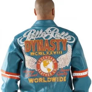 Worldwide Dynasty By Pelle Pelle Light Blue Leather Jacket