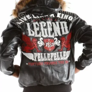 Black Red Pelle Pelle Live Like A King Studded Jacket