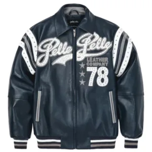 Pelle Pelle Encrusted Varsity Plush Navy