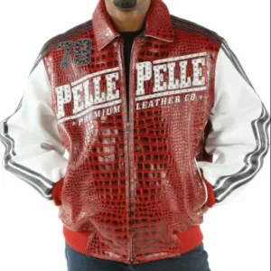 Red Wild Ones Pelle Pelle Leather Studded Jacket