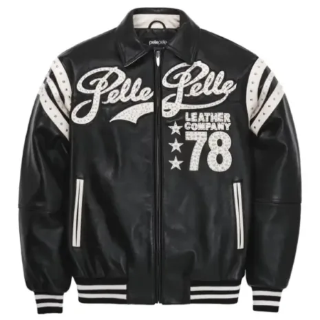 Pelle Pelle Encrusted Varsity Plush Black | Pelle Pelle