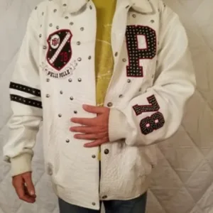 Men’s Pelle Pelle White Studded Leather Jacket
