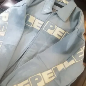 Rare Sky Blue Pelle Pelle Leather Jacket