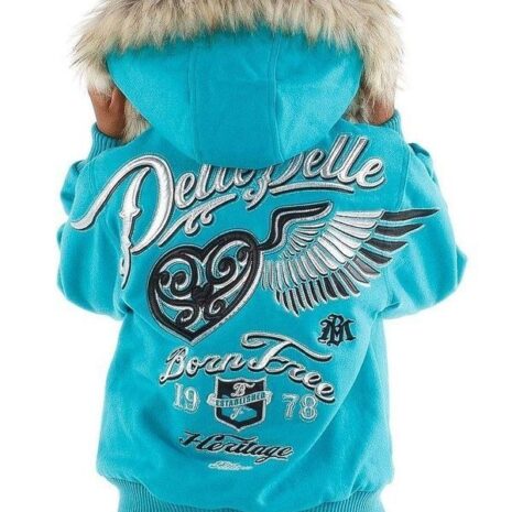 pelle pelle 1978 born free heritage blue fur hooded kids jacket