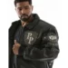pelle pelle encrusted black varsity jacket