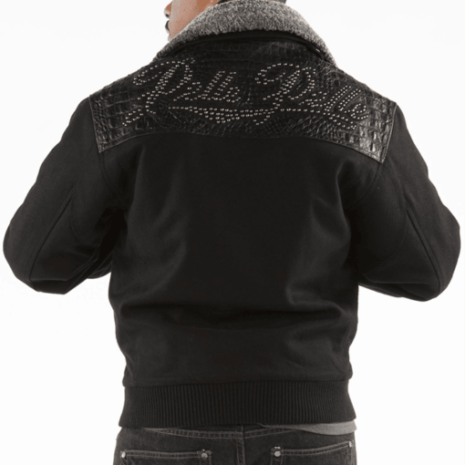 pelle pelle men studded gator black jacket