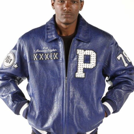 pelle pelle mens 1978 mb blue leather jacket