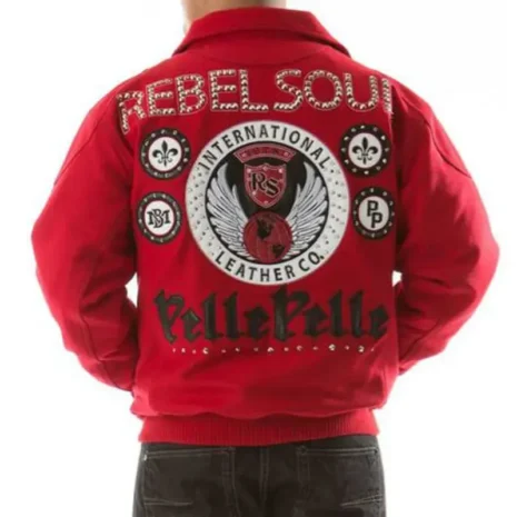 pelle pelle rebel soul studded red wool jacket