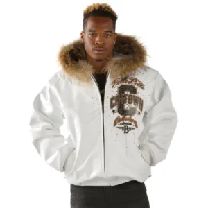 Pelle Pelle White Leather Jackets Fur Hooded Jackets