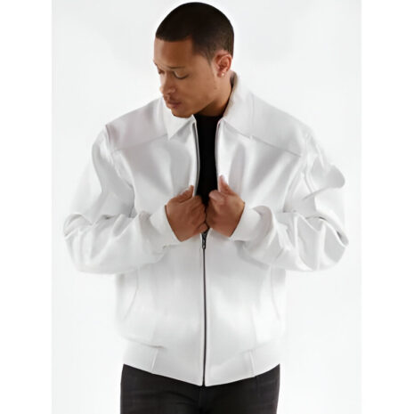 pelle pelle all white leather jacket