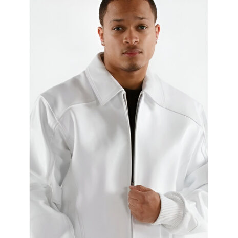 pelle pelle all white leather jacket