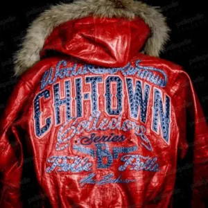 Pelle Pelle Chi-Town Hooded Fur Red Jacket